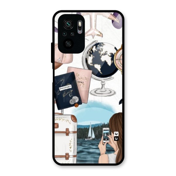 Travel Diaries Glass Back Case for Redmi Note 11 SE