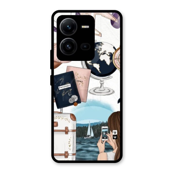 Travel Diaries Glass Back Case for Vivo V25