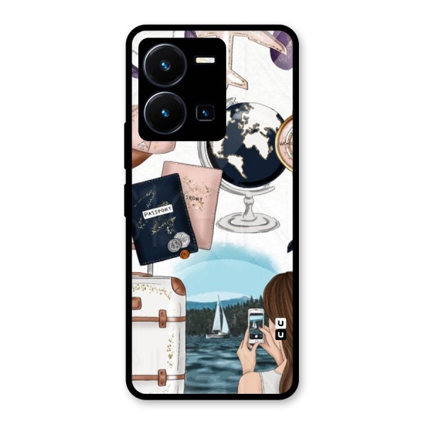 Travel Diaries Glass Back Case for Vivo Y35