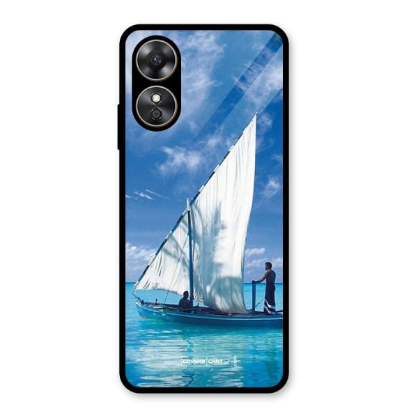 Travel Ship Glass Back Case for Oppo A17