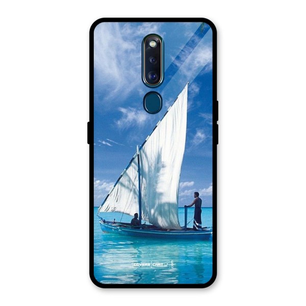 Travel Ship Glass Back Case for Oppo F11 Pro