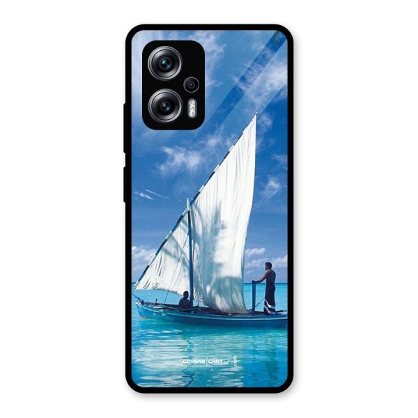 Travel Ship Glass Back Case for Redmi K50i