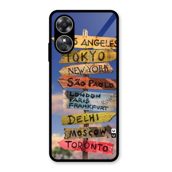 Travel Signs Glass Back Case for Oppo A17