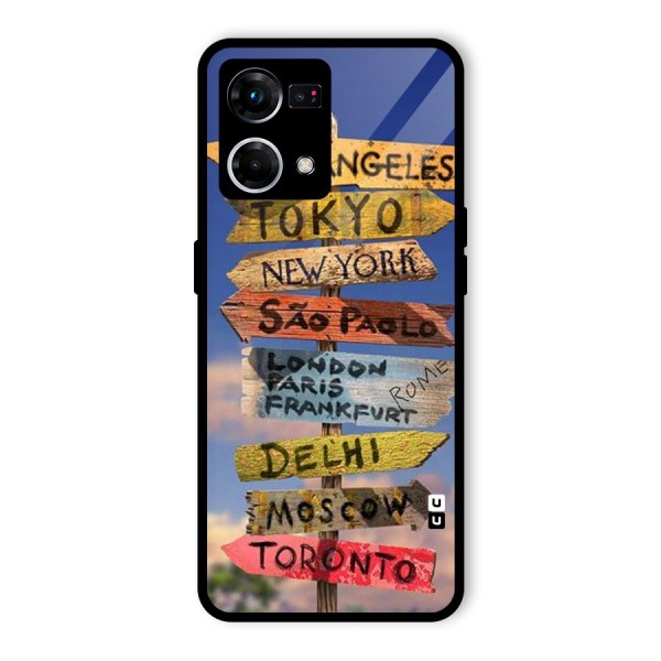 Travel Signs Glass Back Case for Oppo F21s Pro 4G