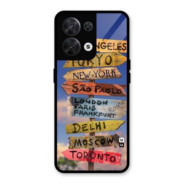 Travel Signs Glass Back Case for Oppo Reno8 5G