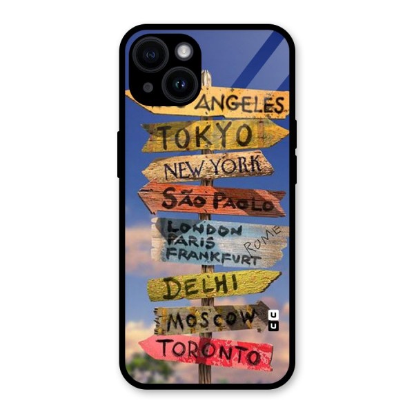 Travel Signs Glass Back Case for iPhone 14