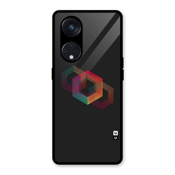 Tri-hexa Colours Glass Back Case for Reno8 T 5G