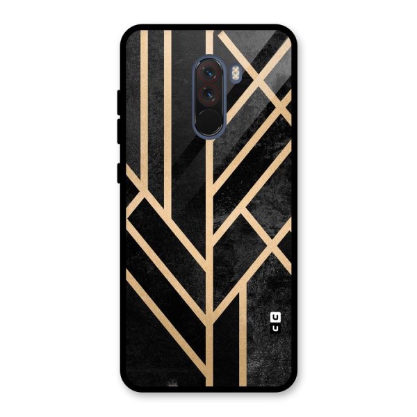 Tri Lines Gold Glass Back Case for Poco F1