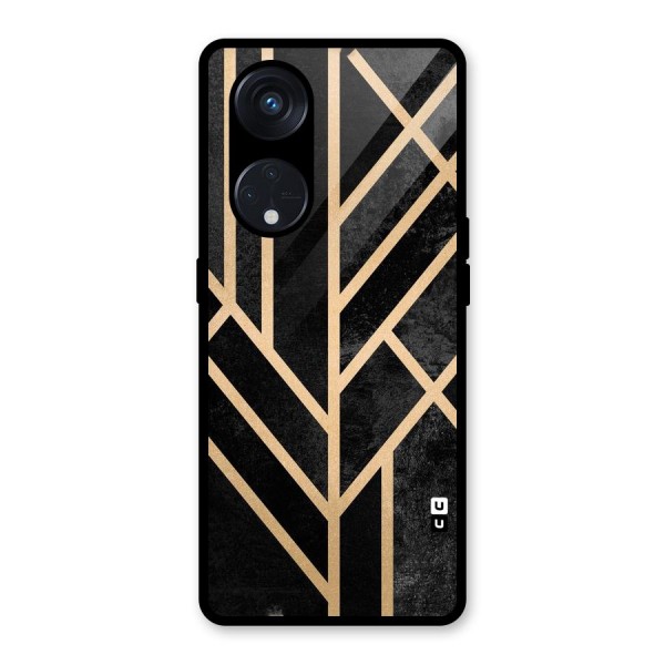 Tri Lines Gold Glass Back Case for Reno8 T 5G