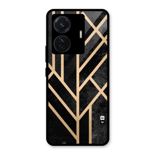 Tri Lines Gold Glass Back Case for Vivo T1 Pro