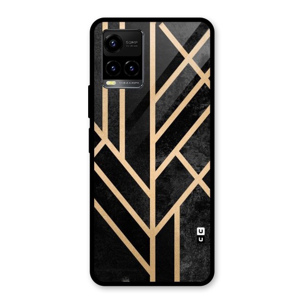 Tri Lines Gold Glass Back Case for Vivo Y21 2021