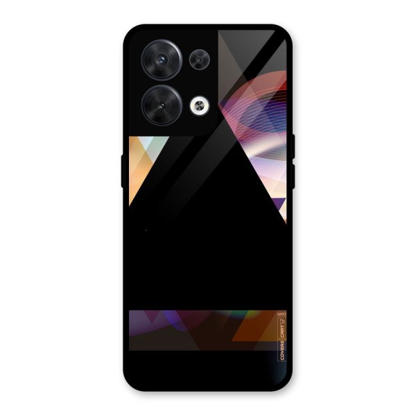 Triangle Black Abstract Glass Back Case for Oppo Reno8 5G