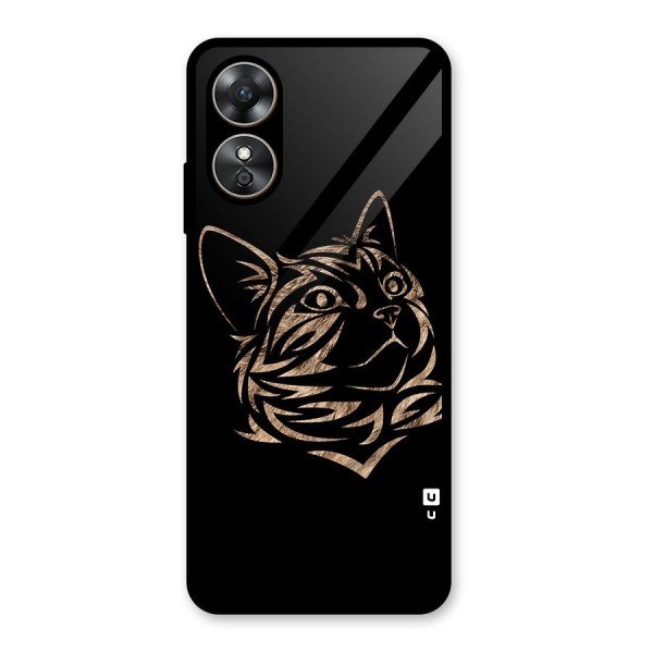 Tribal Cat Glass Back Case for Oppo A17