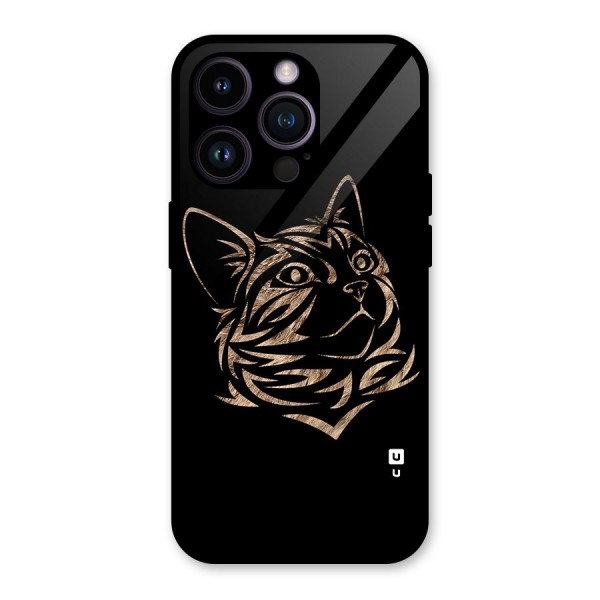 Tribal Cat Glass Back Case for iPhone 14 Pro