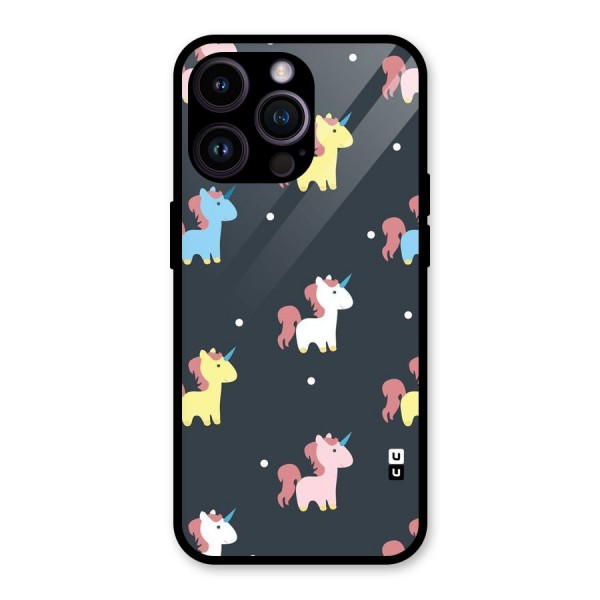 Unicorn Pattern Glass Back Case for iPhone 14 Pro Max