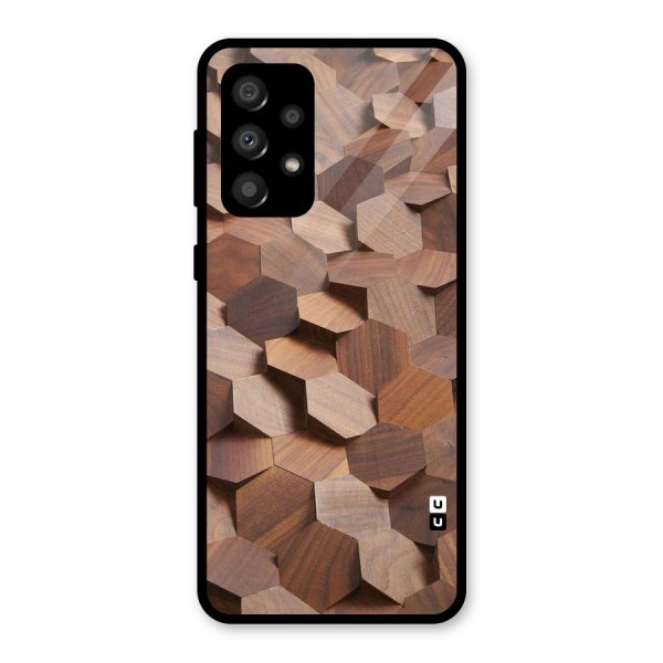 Uplifted Wood Hexagons Glass Back Case for Galaxy A32