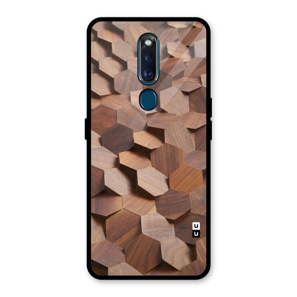 Uplifted Wood Hexagons Glass Back Case for Oppo F11 Pro