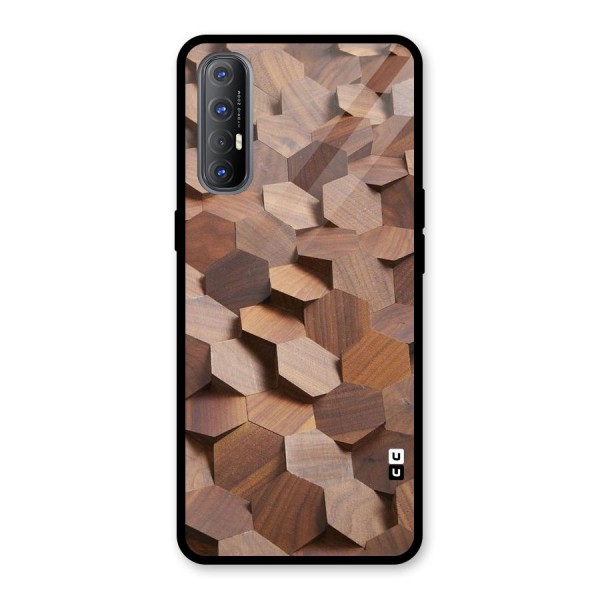 Uplifted Wood Hexagons Glass Back Case for Oppo Reno3 Pro