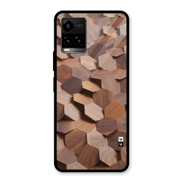 Uplifted Wood Hexagons Glass Back Case for Vivo Y21 2021