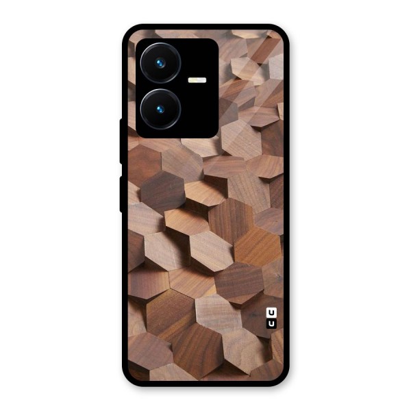 Uplifted Wood Hexagons Glass Back Case for Vivo Y22