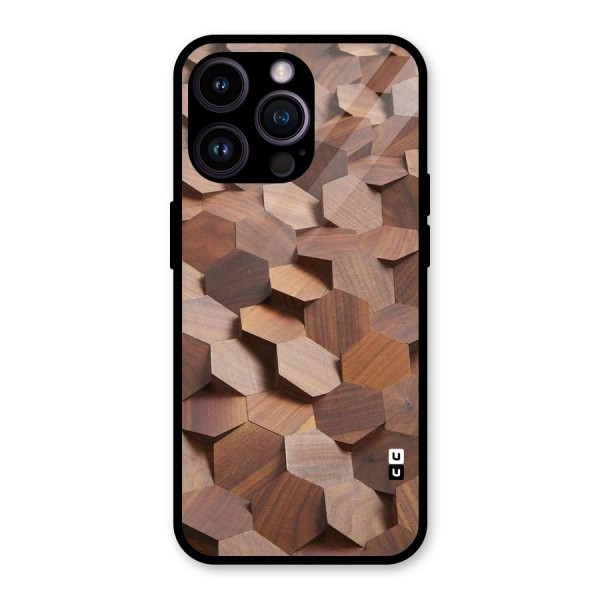 Uplifted Wood Hexagons Glass Back Case for iPhone 14 Pro Max