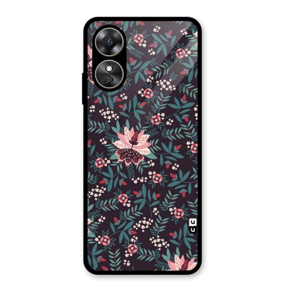 Very Leafy Pattern Glass Back Case for Oppo A17