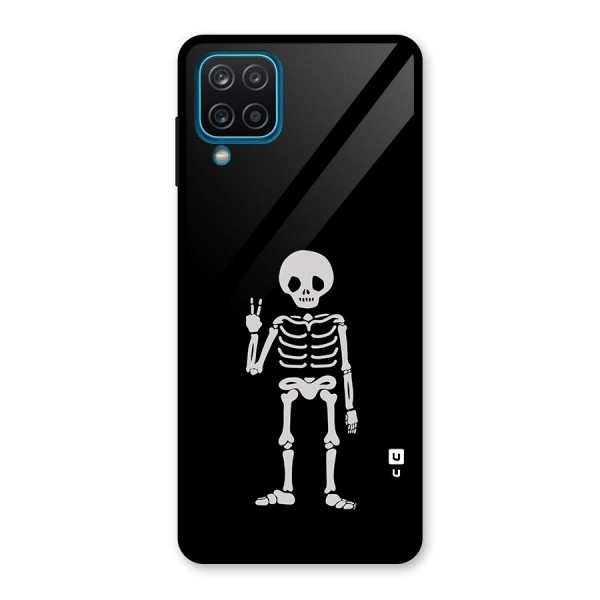 Victory Skeleton Spooky Glass Back Case for Galaxy A12