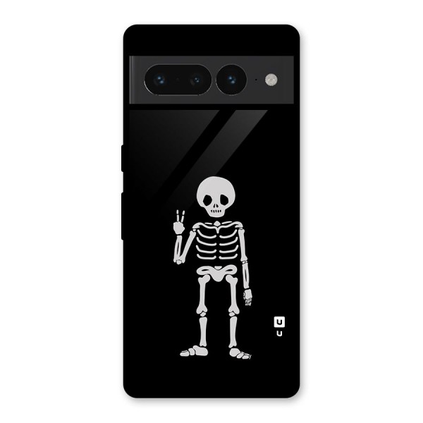 Victory Skeleton Spooky Glass Back Case for Google Pixel 7 Pro