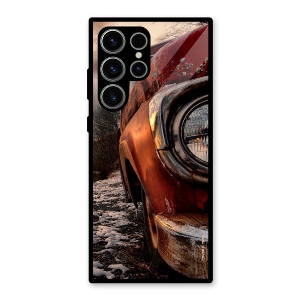 Vintage Car Headlight Glass Back Case for Galaxy S23 Ultra