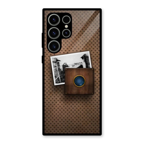 Vintage Wood Camera Glass Back Case for Galaxy S23 Ultra