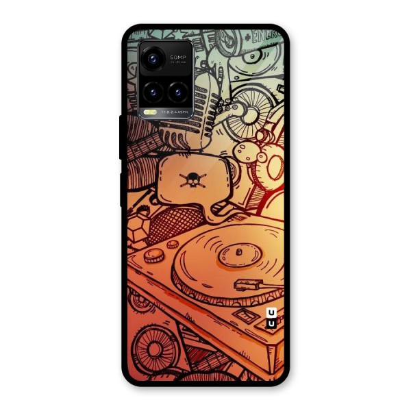 Vinyl Design Glass Back Case for Vivo Y21A