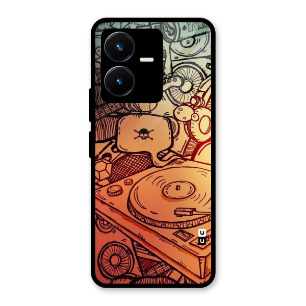 Vinyl Design Glass Back Case for Vivo Y22