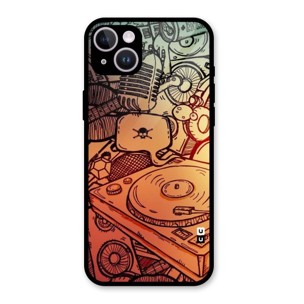 Vinyl Design Glass Back Case for iPhone 14 Plus