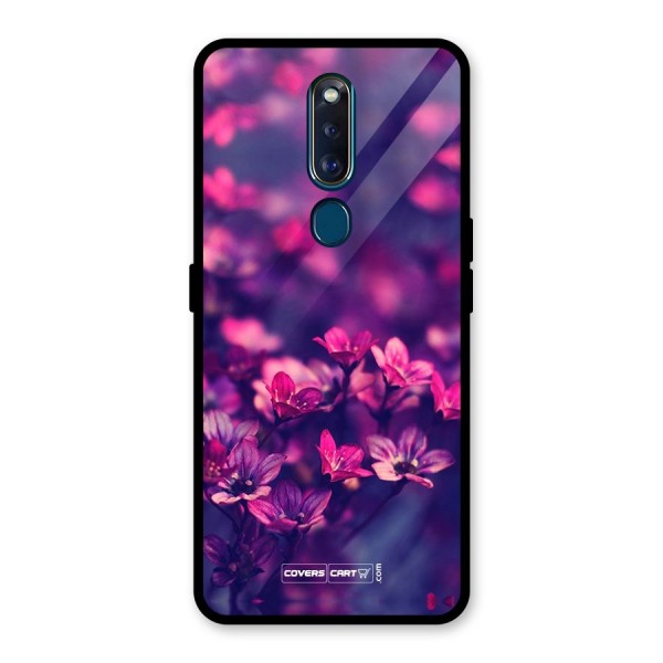 Violet Floral Glass Back Case for Oppo F11 Pro