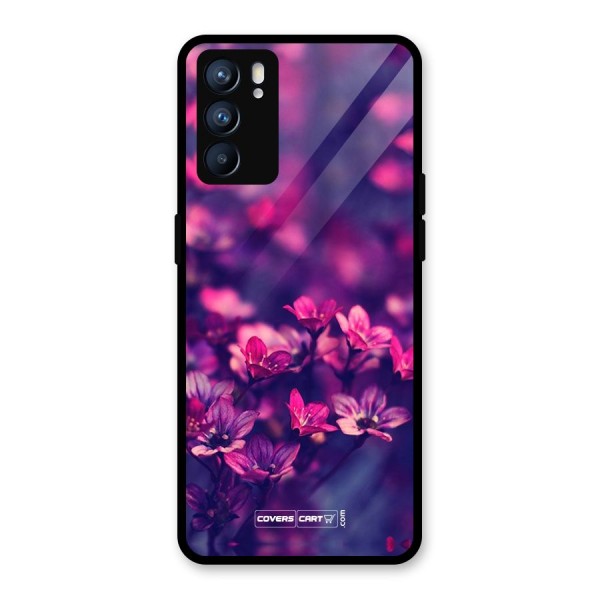 Violet Floral Glass Back Case for Oppo Reno6 5G