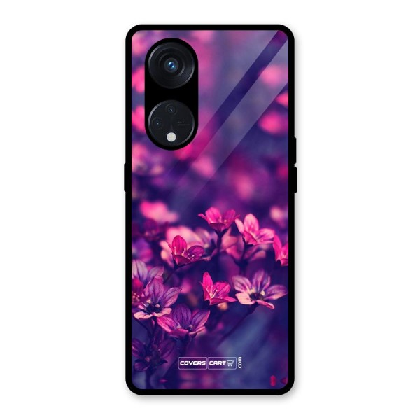 Violet Floral Glass Back Case for Reno8 T 5G