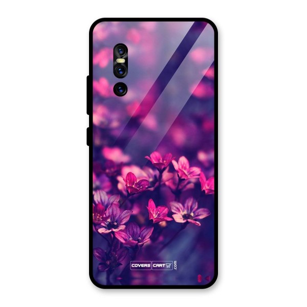 Violet Floral Glass Back Case for Vivo V15 Pro