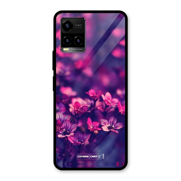 Violet Floral Glass Back Case for Vivo Y21A