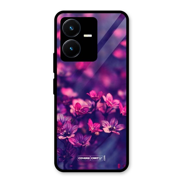 Violet Floral Glass Back Case for Vivo Y22