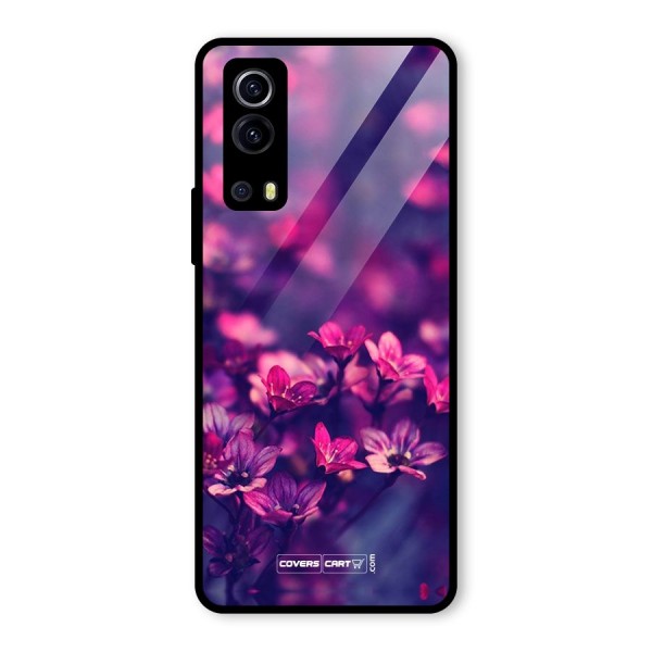 Violet Floral Glass Back Case for Vivo iQOO Z3