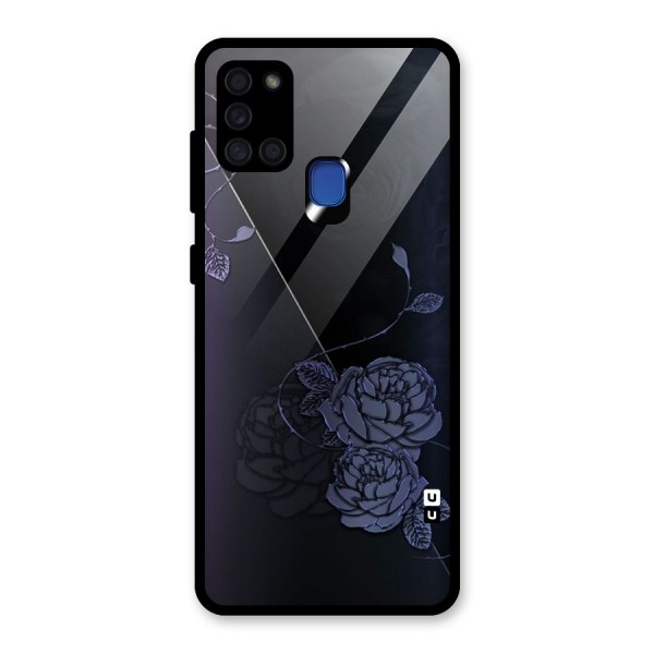 Voilet Floral Design Glass Back Case for Galaxy A21s