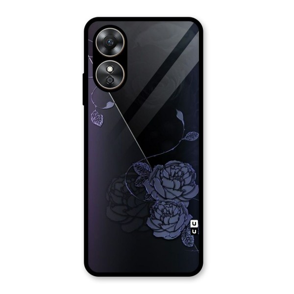 Voilet Floral Design Glass Back Case for Oppo A17