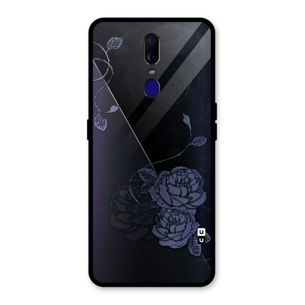 Voilet Floral Design Glass Back Case for Oppo F11