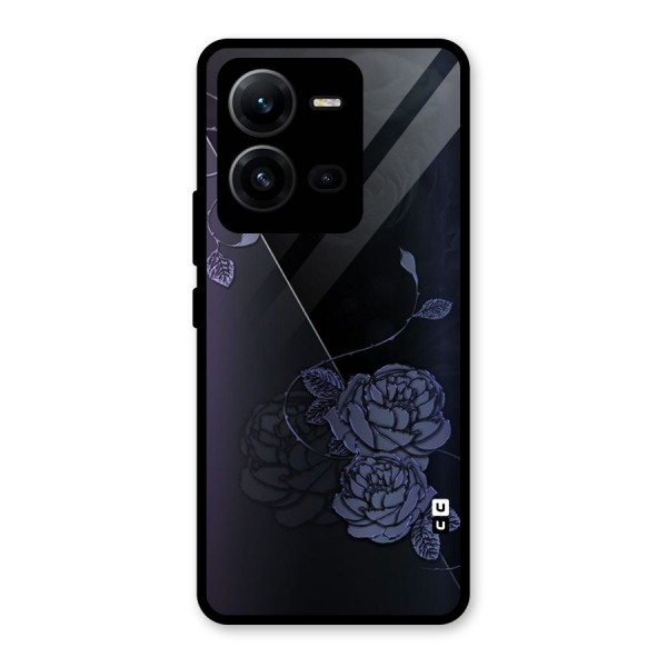 Voilet Floral Design Glass Back Case for Vivo V25