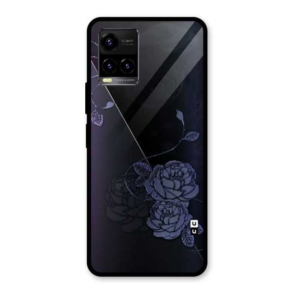 Voilet Floral Design Glass Back Case for Vivo Y21A