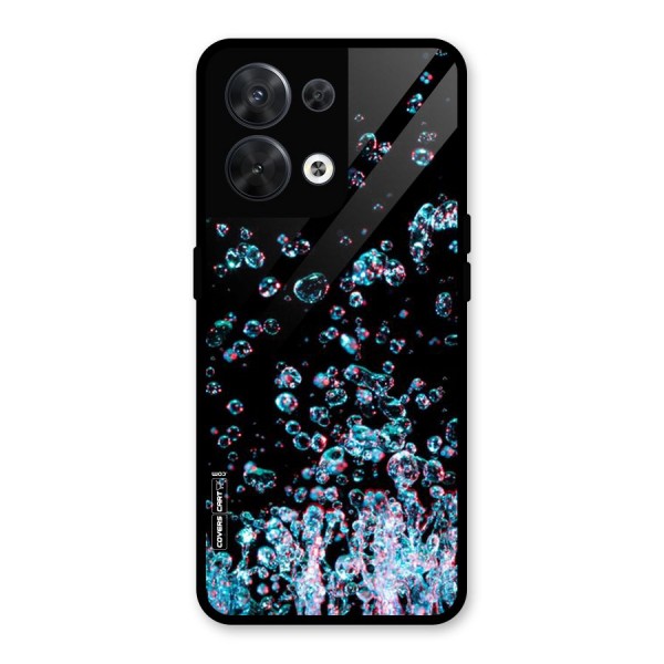 Water Droplets Glass Back Case for Oppo Reno8 5G