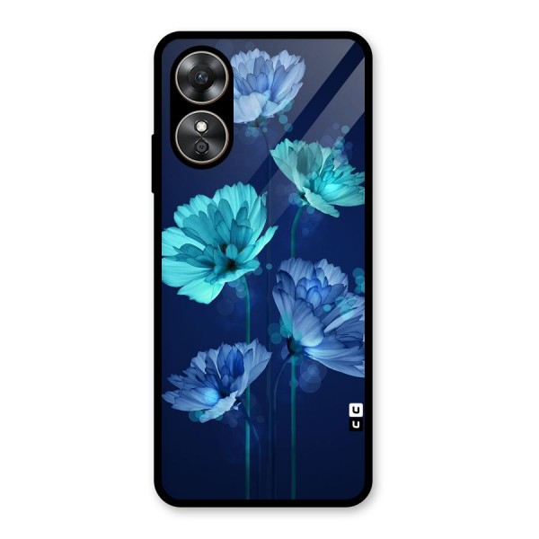 Water Flowers Glass Back Case for Oppo A17