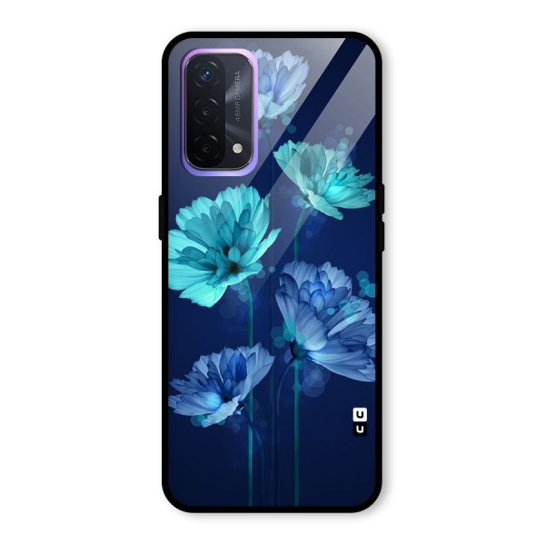 Water Flowers Glass Back Case for Oppo A74 5G