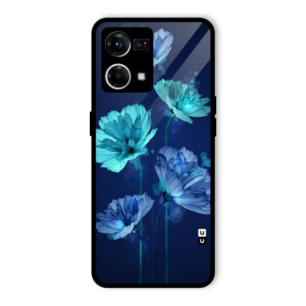 Water Flowers Glass Back Case for Oppo F21s Pro 4G