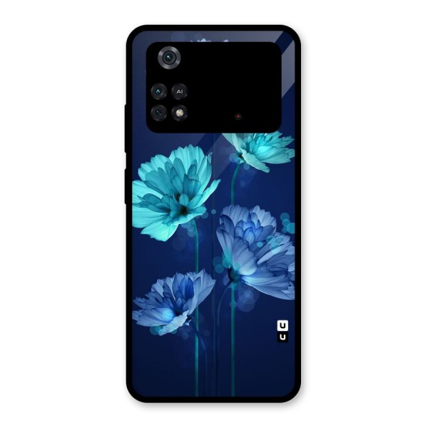 Water Flowers Glass Back Case for Poco M4 Pro 4G